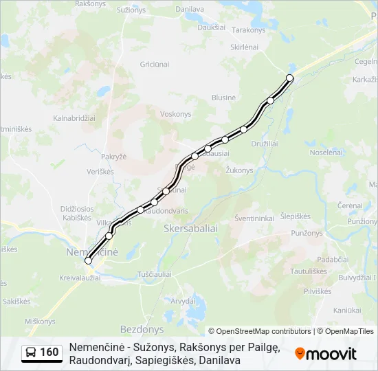 160 Bus Line Map