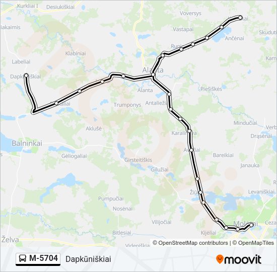 Автобус M-5704: карта маршрута