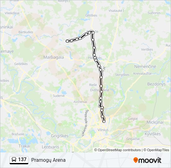 Автобус 137: карта маршрута