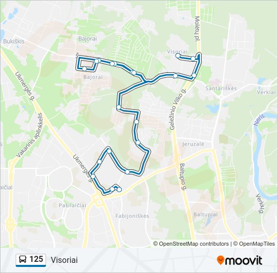 125  kelionės žemėlapis