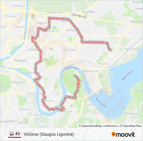 Автобус 43: карта маршрута