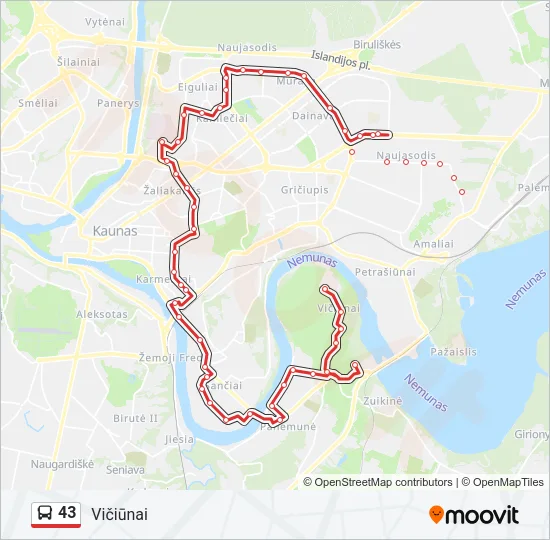 43 Bus Line Map