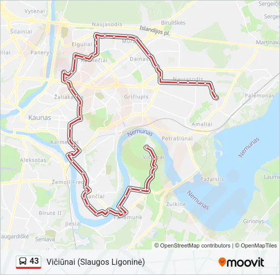 43 Bus Line Map