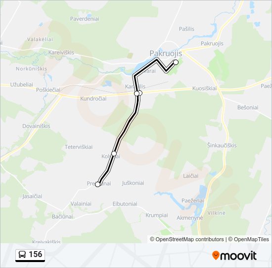 156 autobusas kelionės žemėlapis