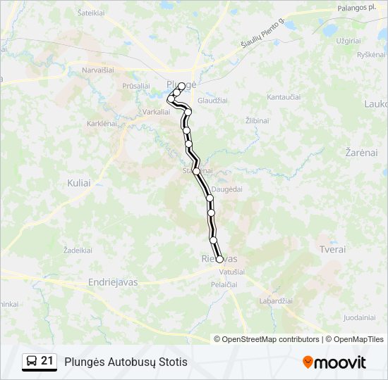 Автобус 21: карта маршрута