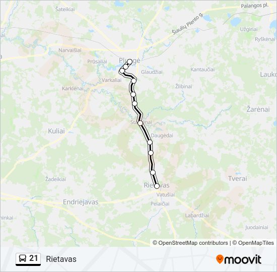 Автобус 21: карта маршрута