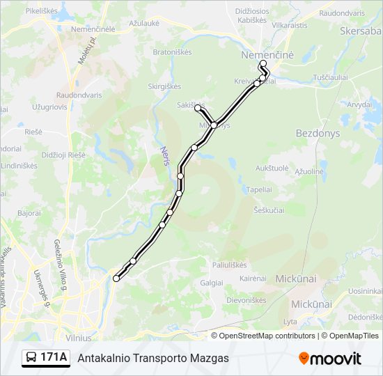 Автобус 171A: карта маршрута