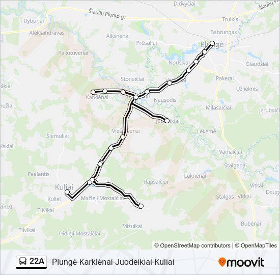 Автобус 22A: карта маршрута