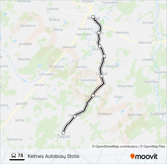 Автобус 78: карта маршрута