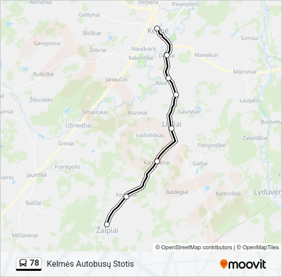 Автобус 78: карта маршрута