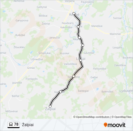 Автобус 78: карта маршрута