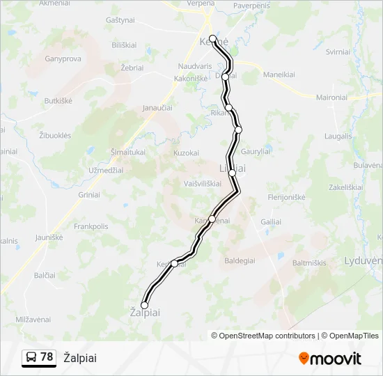 Автобус 78: карта маршрута