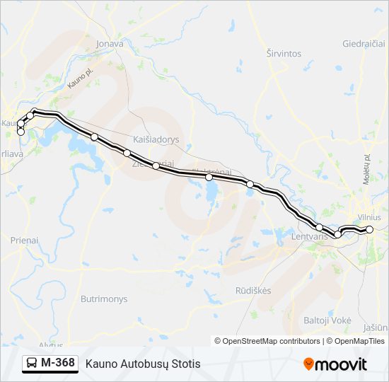 Автобус M-368: карта маршрута