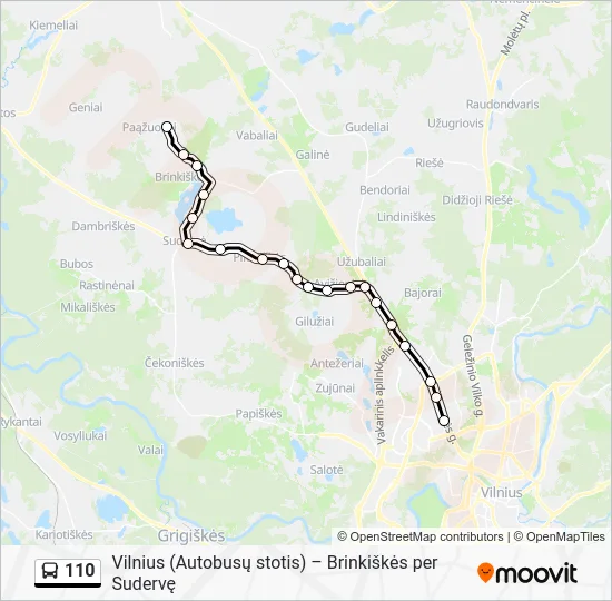 Автобус 110: карта маршрута