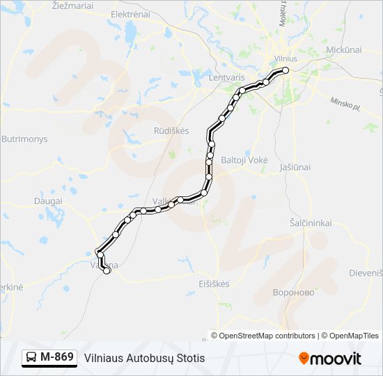 M-869 Bus Line Map