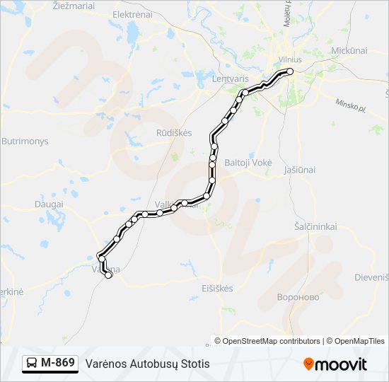 M-869 Bus Line Map