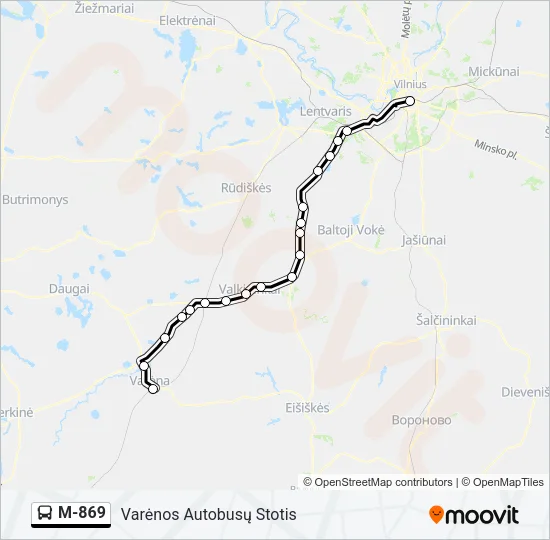 M-869 Bus Line Map