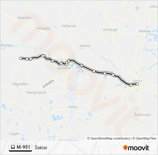 Автобус M-951: карта маршрута