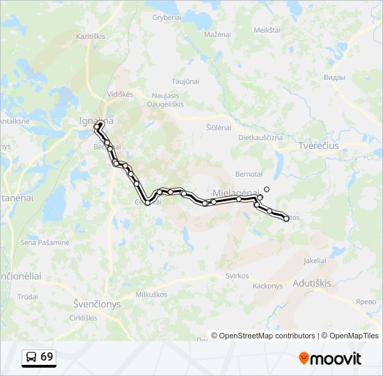 69 autobusas kelionės žemėlapis