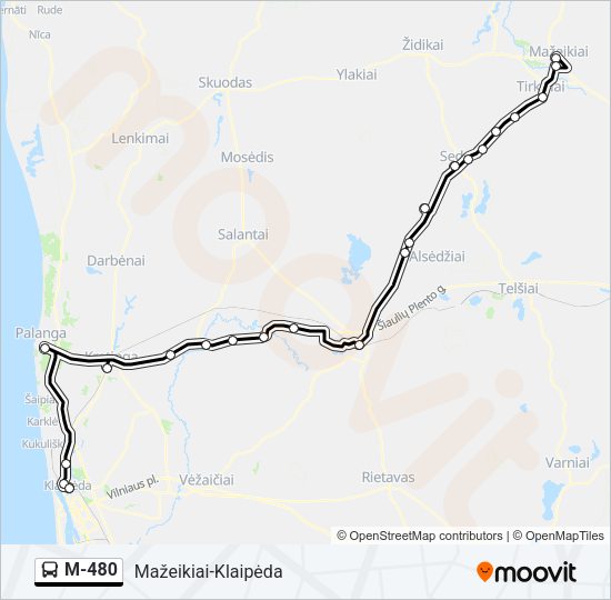 Автобус M-480: карта маршрута
