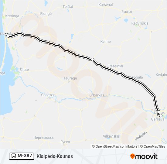 M-387 Bus Line Map
