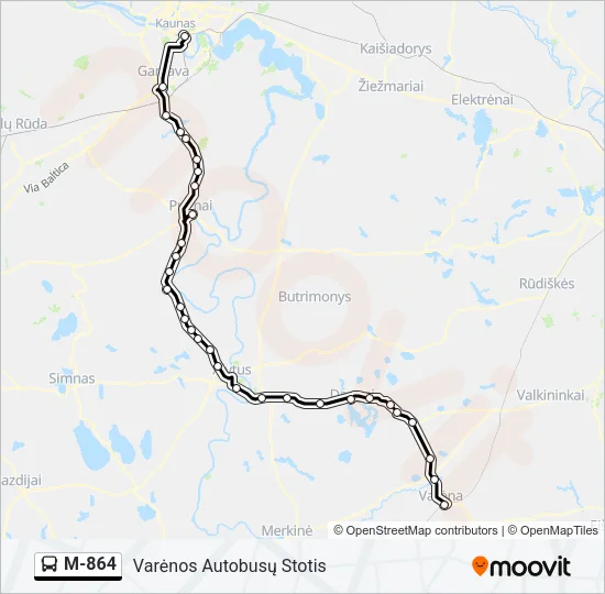 M-864 Bus Line Map