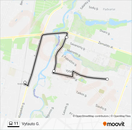 Автобус 11: карта маршрута