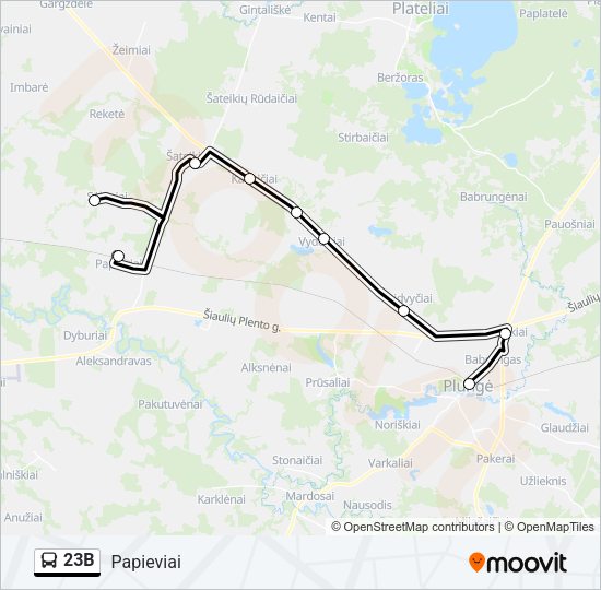 Автобус 23B: карта маршрута