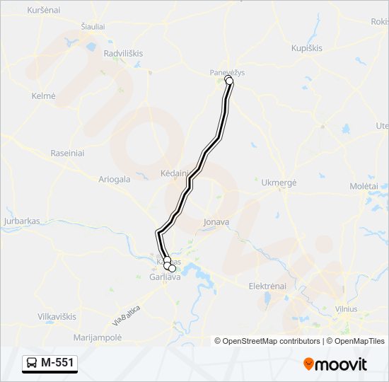 M-551 bus Line Map