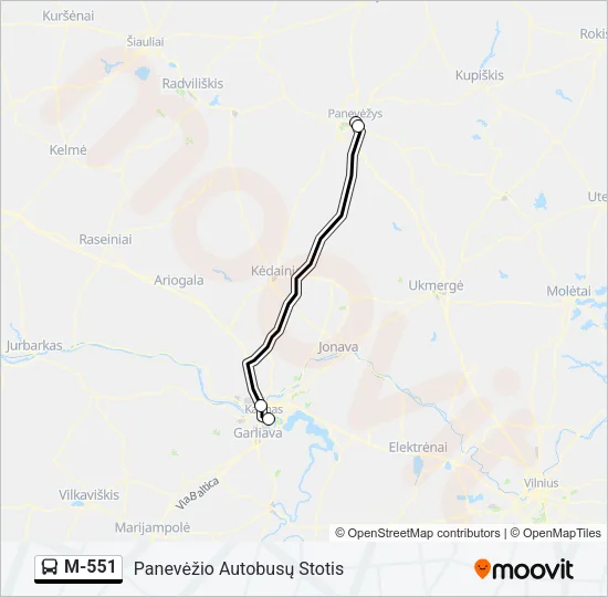 M-551 Bus Line Map