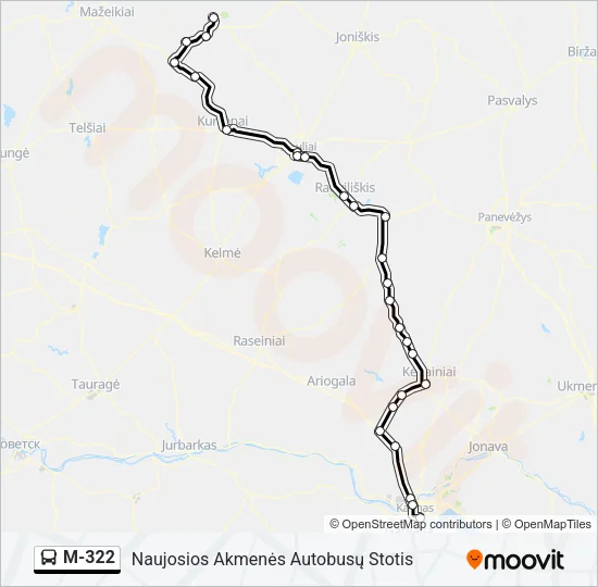 M-322 Bus Line Map