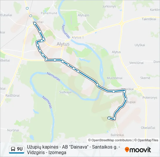 9U Bus Line Map