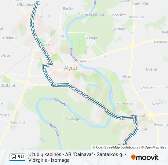 9U Bus Line Map