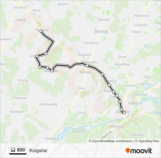 800 autobusas kelionės žemėlapis
