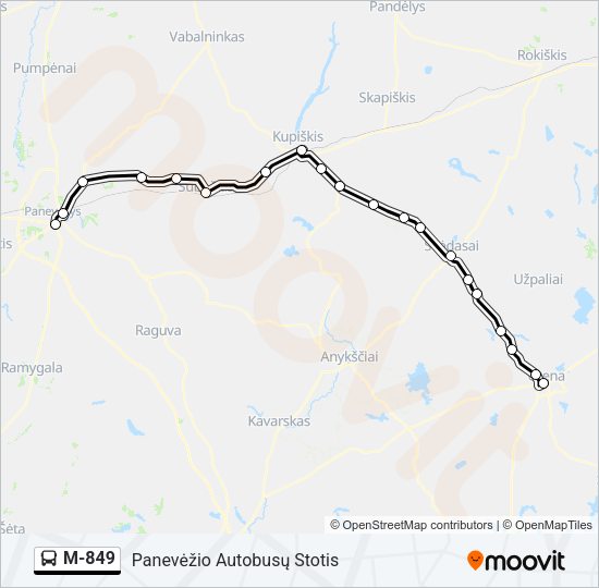 M-849 Bus Line Map