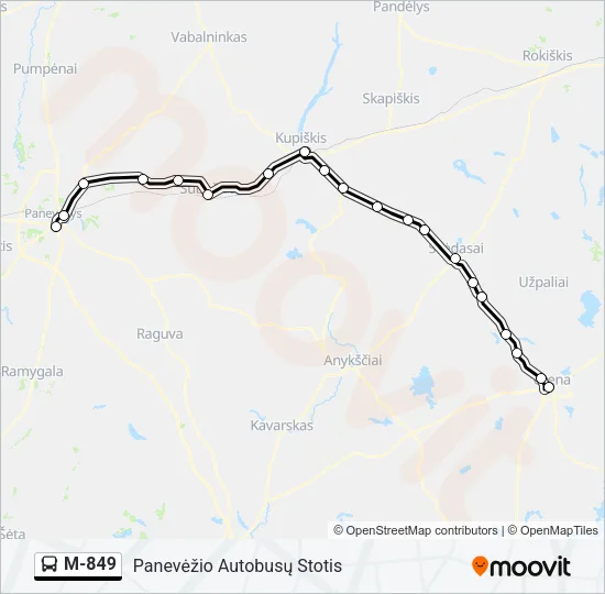M-849 Bus Line Map