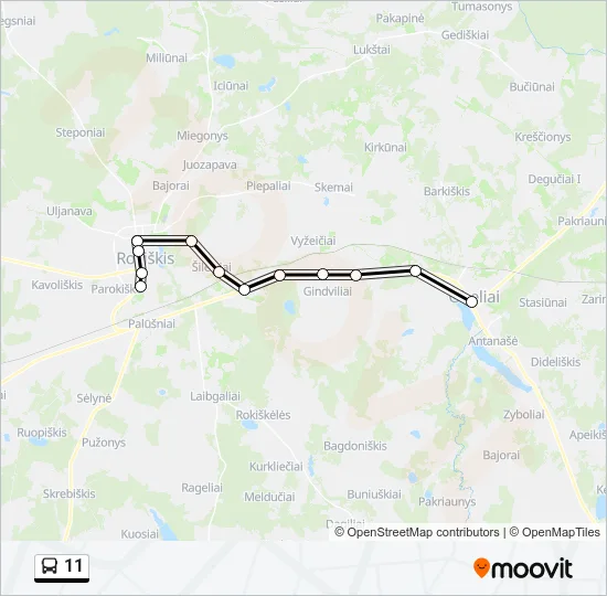 Автобус 11: карта маршрута