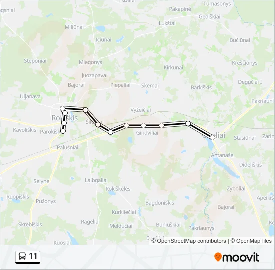 Автобус 11: карта маршрута
