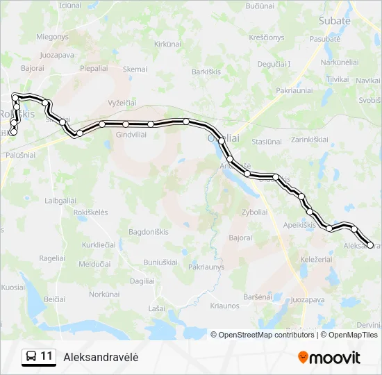 Автобус 11: карта маршрута