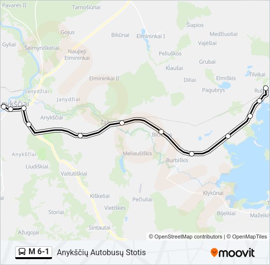 Автобус M 6-1: карта маршрута