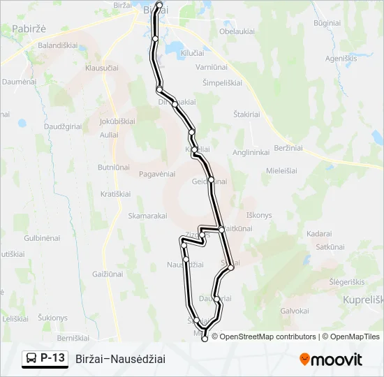 P-13 Bus Line Map