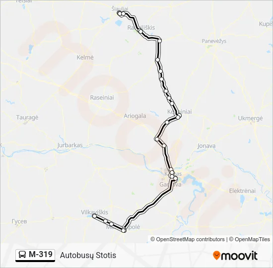M-319 Bus Line Map
