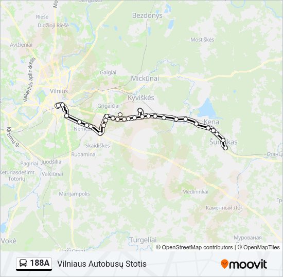 Автобус 188A: карта маршрута