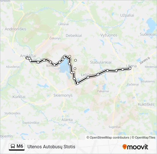 Автобус M6: карта маршрута