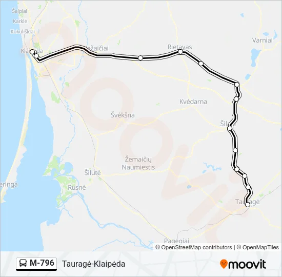 M-796 Bus Line Map