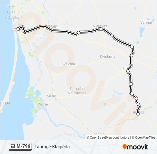 Автобус M-796: карта маршрута