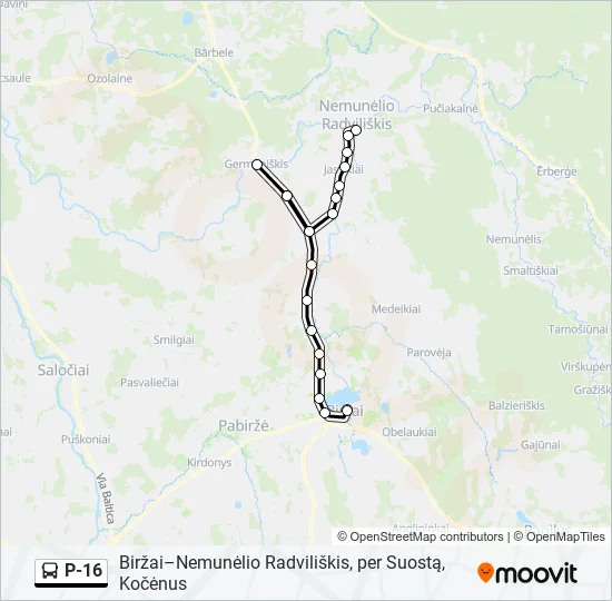 Автобус P-16: карта маршрута