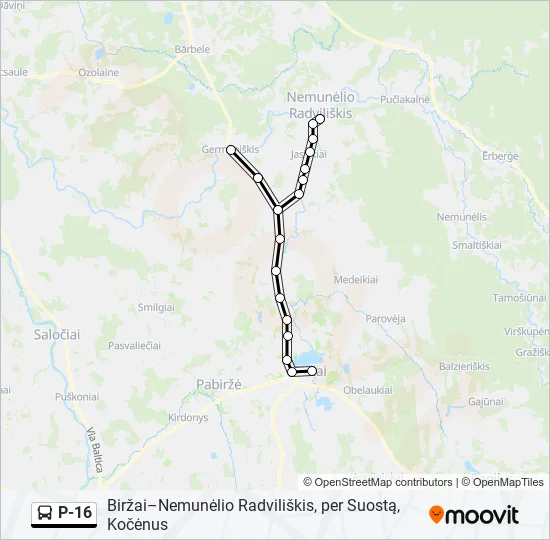 Автобус P-16: карта маршрута