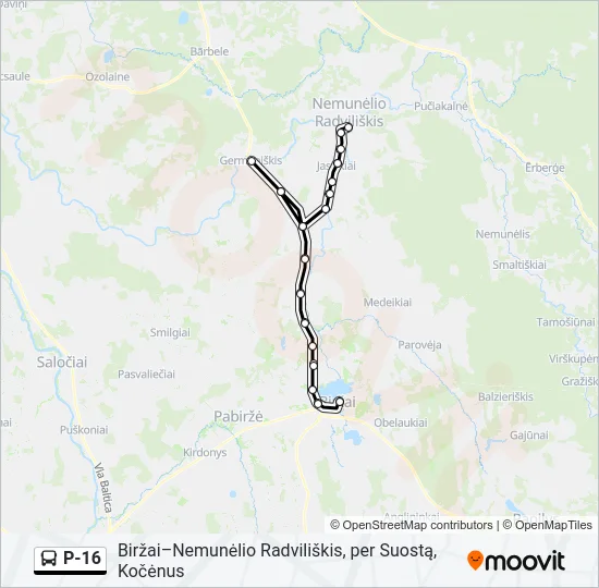 P-16 Bus Line Map