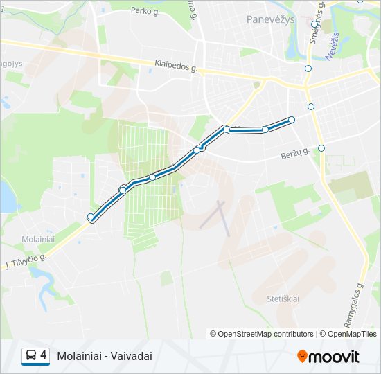 4 autobusas kelionės žemėlapis